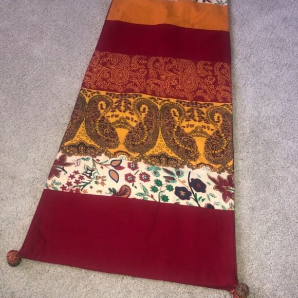 PIER 1 IMPORTS Multi-Color‎ Paisley Stripes TABLE RUNNER 72” x 13” Fall winter - Picture 10 of 14